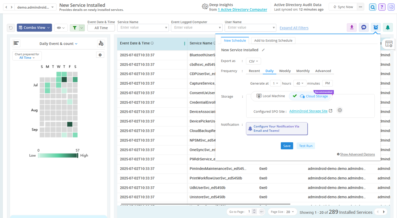Monitor server activities